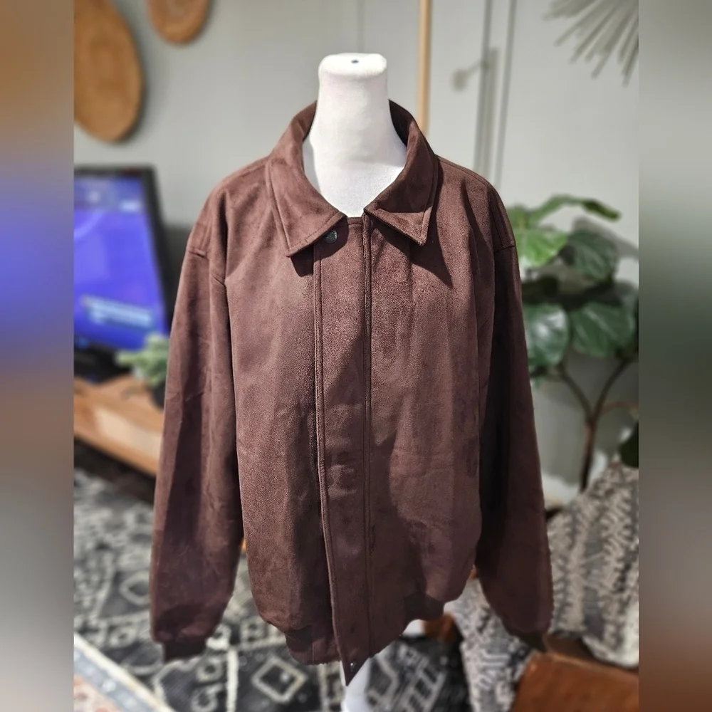 Vintage Reportage R.G.A. Italy Faux Suede Jacket – Brown. XXL